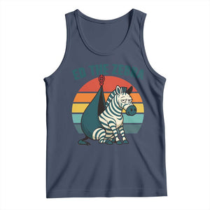 Retro Ed the Zebra Meme Tank Top Funny Viral Escape Animal Helicopter Rescue TS02 Navy Print Your Wear