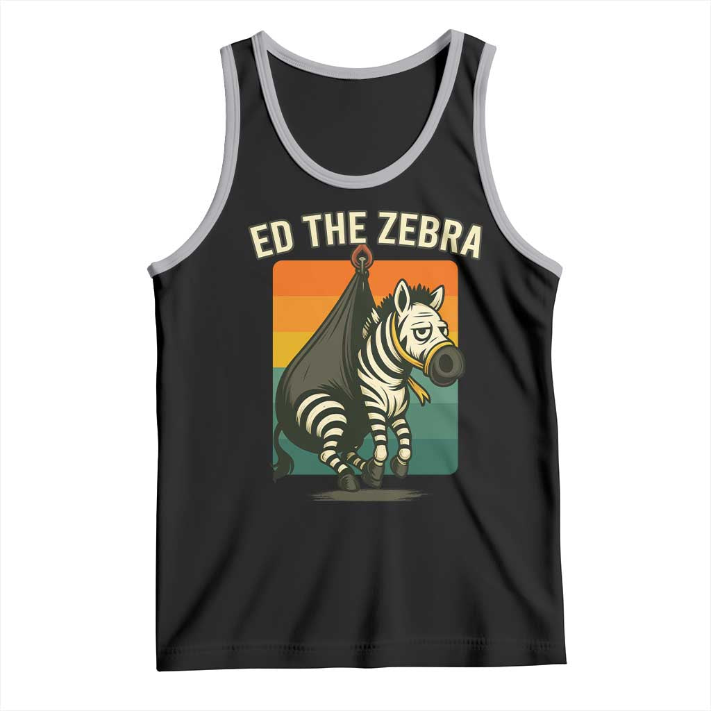 Retro Ed the Zebra Meme Tank Top Funny Viral Escape Animal TS02 Black Athletic Heather Print Your Wear