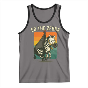 Retro Ed the Zebra Meme Tank Top Funny Viral Escape Animal TS02 Deep Heather Black Print Your Wear