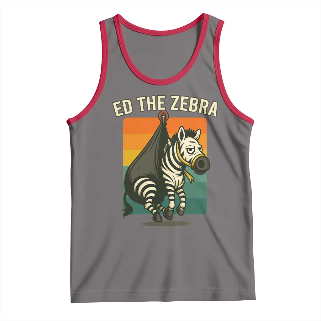 Retro Ed the Zebra Meme Tank Top Funny Viral Escape Animal TS02 Deep Heather Red Print Your Wear