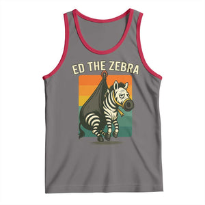 Retro Ed the Zebra Meme Tank Top Funny Viral Escape Animal TS02 Deep Heather Red Print Your Wear