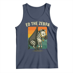 Retro Ed the Zebra Meme Tank Top Funny Viral Escape Animal TS02 Navy Print Your Wear