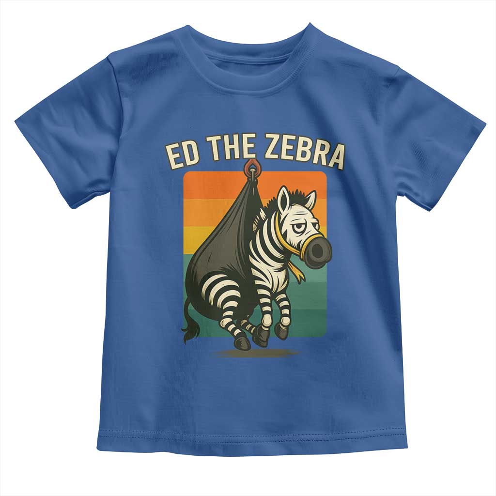 Retro Ed the Zebra Meme Toddler T Shirt Funny Viral Escape Animal TS02 Royal Blue Print Your Wear