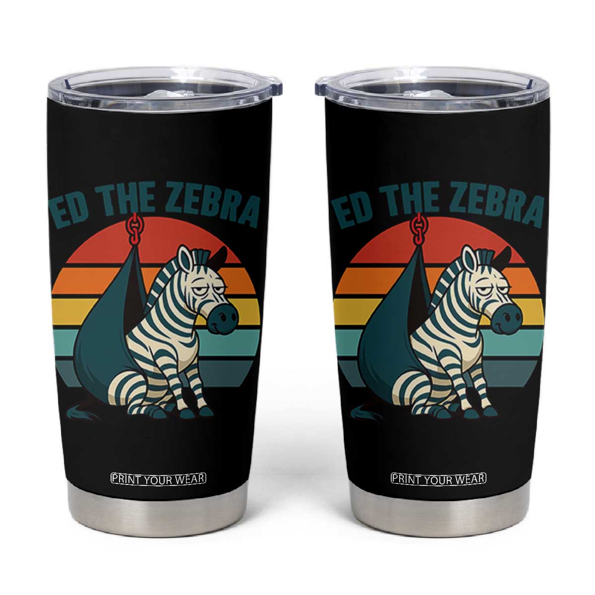 Retro Ed the Zebra Meme Tumbler Cup Funny Viral Escape Animal Helicopter Rescue TS02 Black Print Your Wear