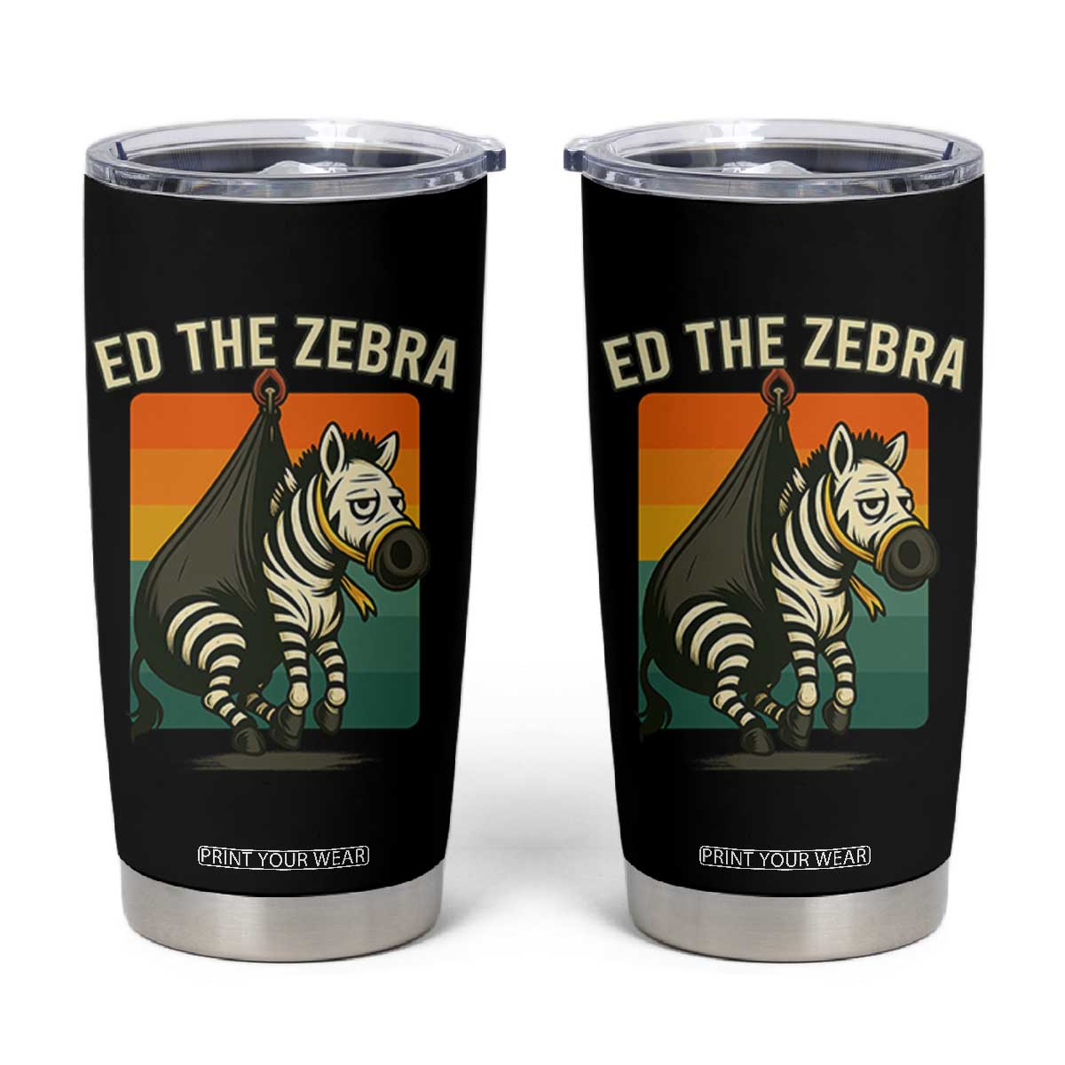 Retro Ed the Zebra Meme Tumbler Cup Funny Viral Escape Animal TS02 Black Print Your Wear