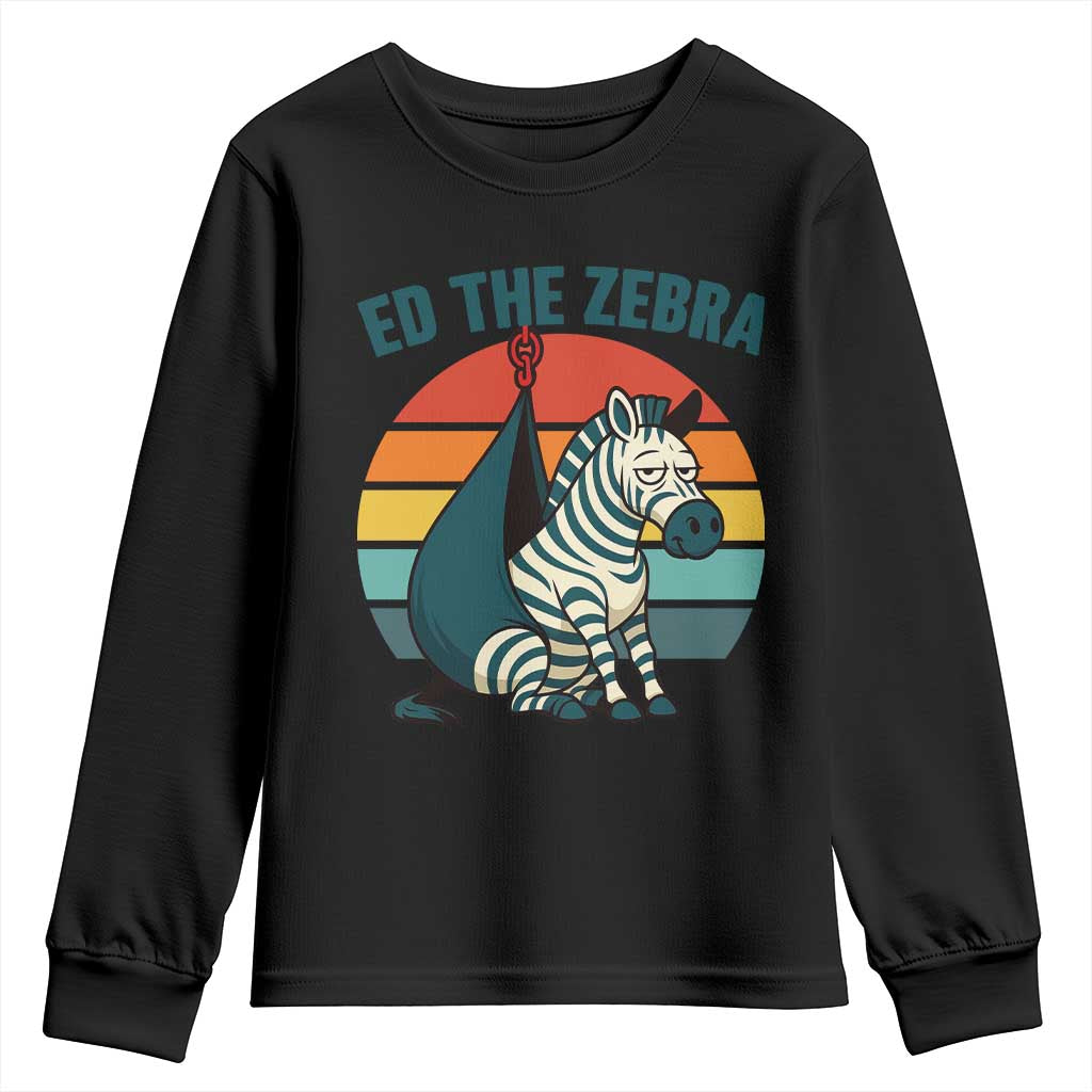 Retro Ed the Zebra Meme Youth Sweatshirt Funny Viral Escape Animal Helicopter Rescue TS02 Black Print Your Wear