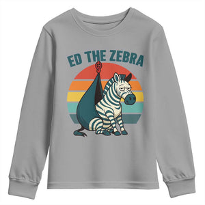 Retro Ed the Zebra Meme Youth Sweatshirt Funny Viral Escape Animal Helicopter Rescue TS02 Sport Gray Print Your Wear