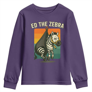 Retro Ed the Zebra Meme Youth Sweatshirt Funny Viral Escape Animal TS02 Purple Print Your Wear