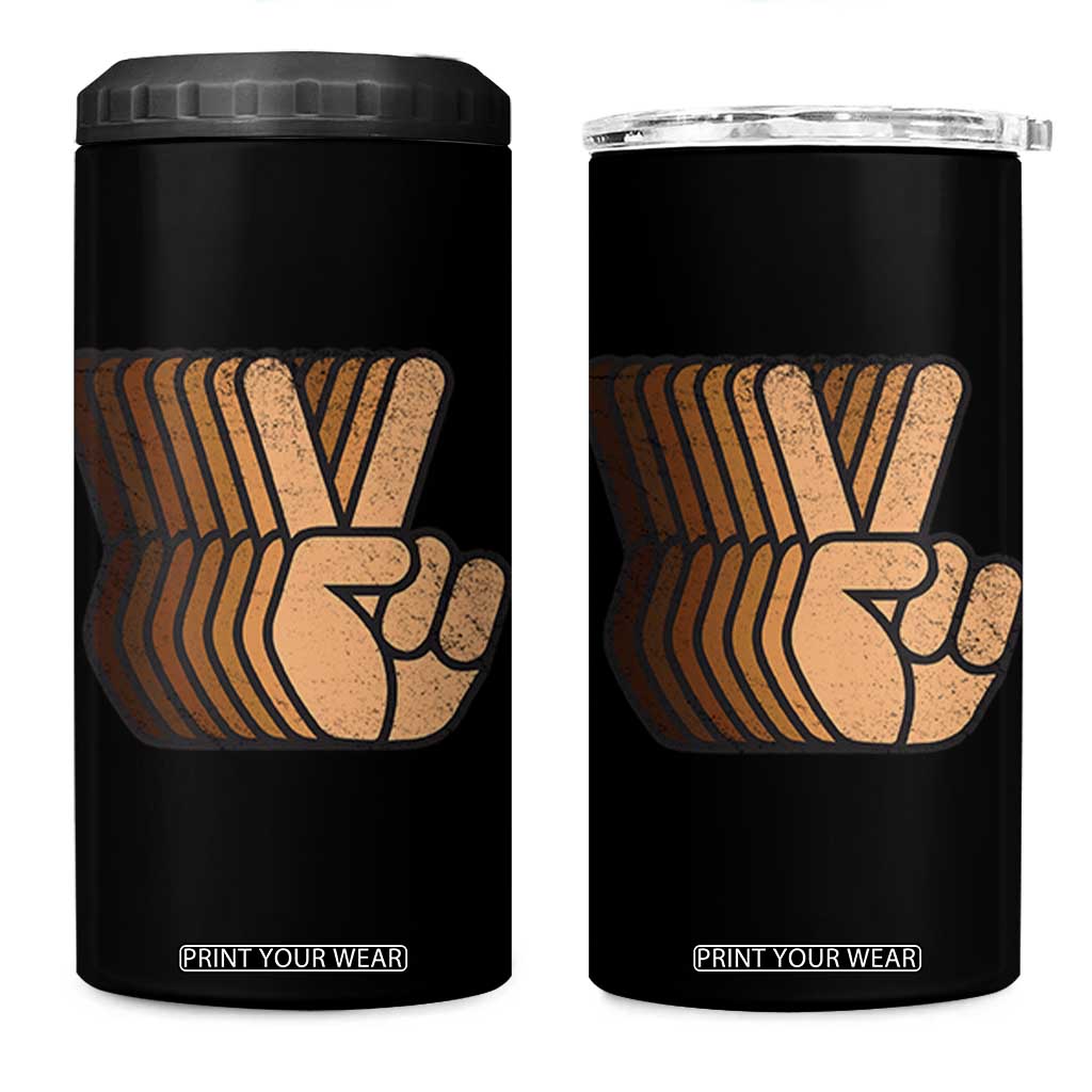 Retro Equality for All 4 in 1 Can Cooler Tumbler Peace Sign V Fingers Skin Tone Hands Vintage TS10 One Size: 16 oz Black Print Your Wear