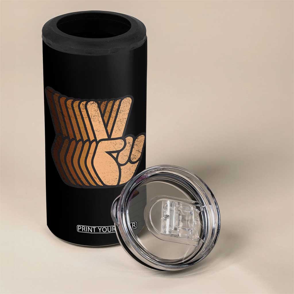 Retro Equality for All 4 in 1 Can Cooler Tumbler Peace Sign V Fingers Skin Tone Hands Vintage TS10 Print Your Wear