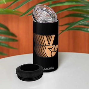 Retro Equality for All 4 in 1 Can Cooler Tumbler Peace Sign V Fingers Skin Tone Hands Vintage TS10 Print Your Wear