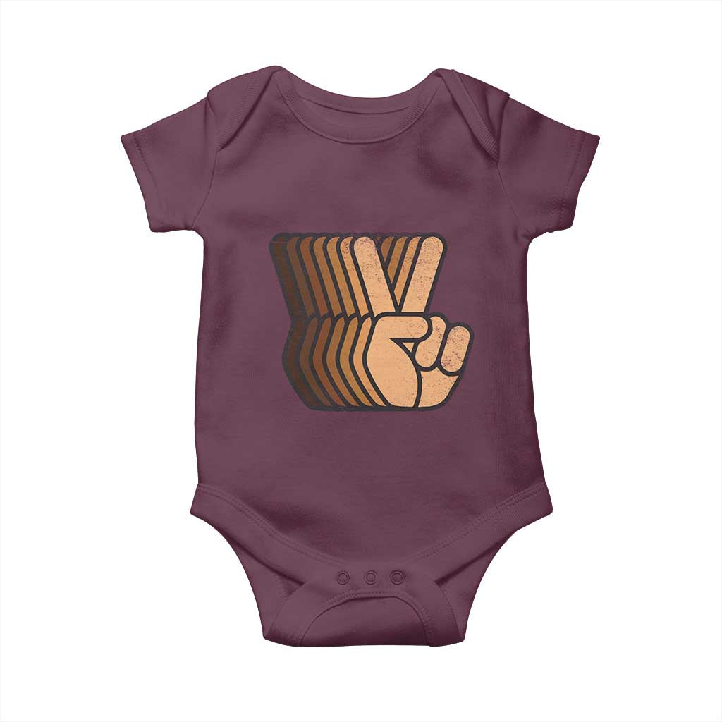 Retro Equality for All Baby Onesie Peace Sign V Fingers Skin Tone Hands Vintage TS10 Maroon Print Your Wear