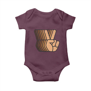 Retro Equality for All Baby Onesie Peace Sign V Fingers Skin Tone Hands Vintage TS10 Maroon Print Your Wear