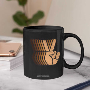 Retro Equality for All Coffee Mug Peace Sign V Fingers Skin Tone Hands Vintage TS10 Print Your Wear