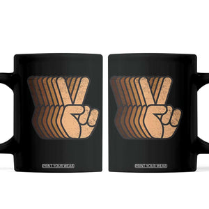 Retro Equality for All Coffee Mug Peace Sign V Fingers Skin Tone Hands Vintage TS10 Black Print Your Wear