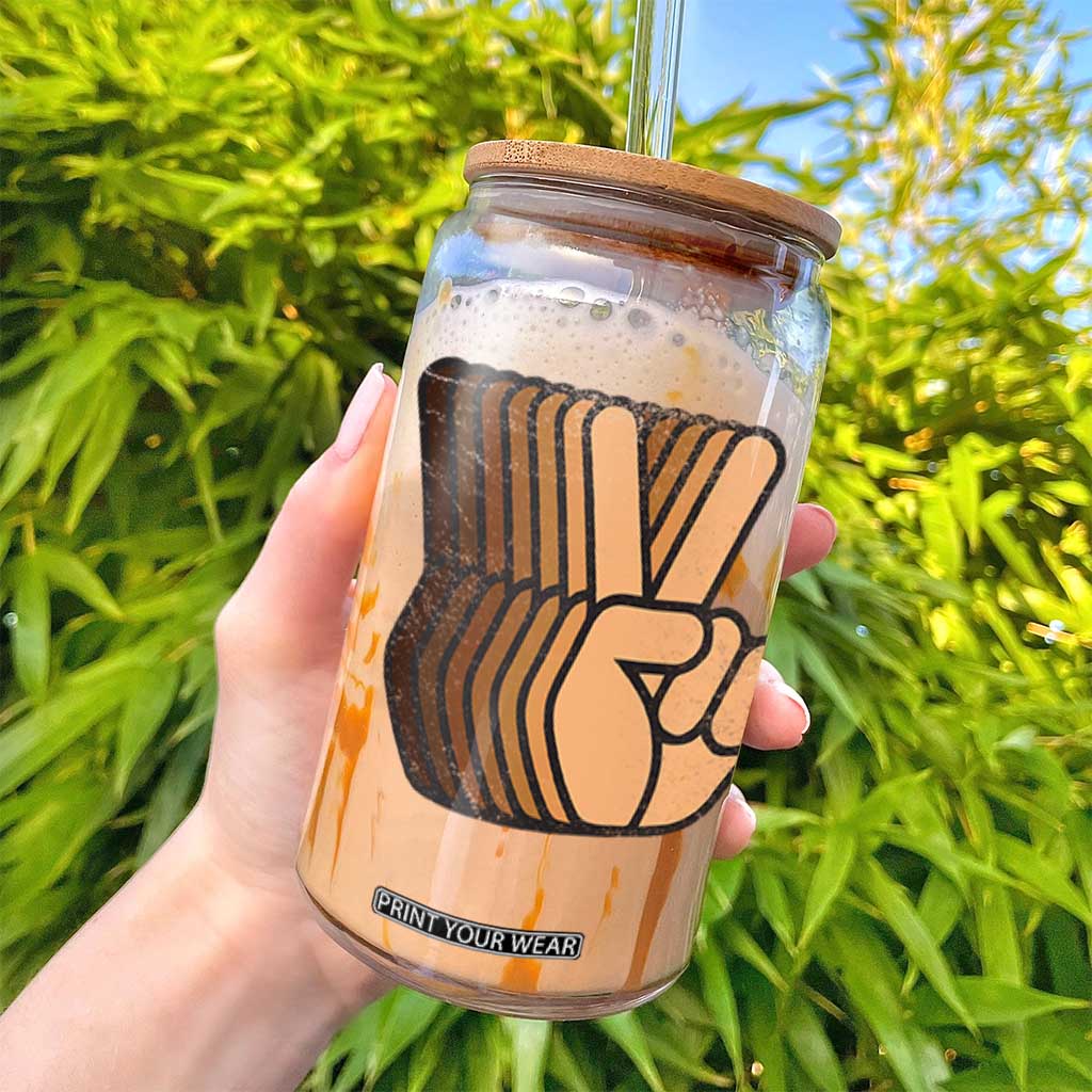 Retro Equality for All Glass Can Peace Sign V Fingers Skin Tone Hands Vintage TS10 Print Your Wear