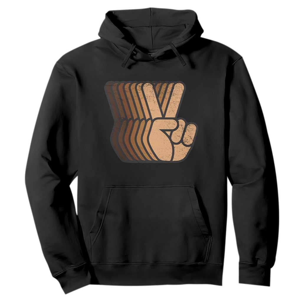 Retro Equality for All Hoodie Peace Sign V Fingers Skin Tone Hands Vintage TS10 Black Print Your Wear