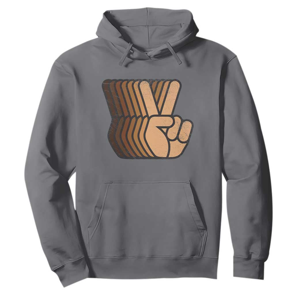 Retro Equality for All Hoodie Peace Sign V Fingers Skin Tone Hands Vintage TS10 Charcoal Print Your Wear