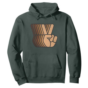 Retro Equality for All Hoodie Peace Sign V Fingers Skin Tone Hands Vintage TS10 Dark Forest Green Print Your Wear
