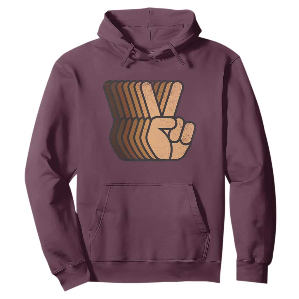 Retro Equality for All Hoodie Peace Sign V Fingers Skin Tone Hands Vintage TS10 Maroon Print Your Wear