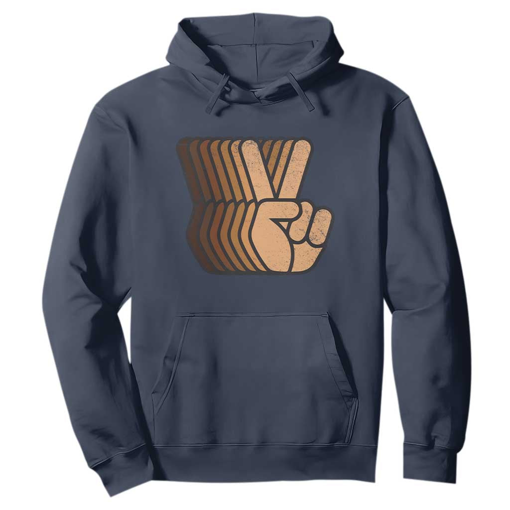 Retro Equality for All Hoodie Peace Sign V Fingers Skin Tone Hands Vintage TS10 Navy Print Your Wear