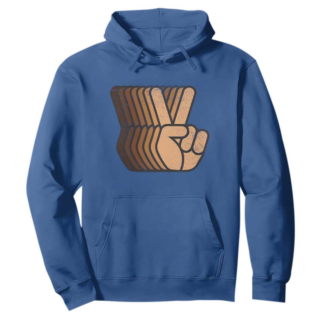 Retro Equality for All Hoodie Peace Sign V Fingers Skin Tone Hands Vintage TS10 Royal Blue Print Your Wear