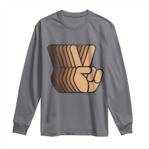 Retro Equality for All Long Sleeve Shirt Peace Sign V Fingers Skin Tone Hands Vintage TS10 Charcoal Print Your Wear