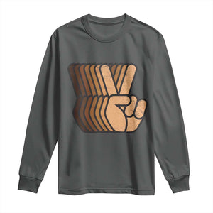 Retro Equality for All Long Sleeve Shirt Peace Sign V Fingers Skin Tone Hands Vintage TS10 Dark Heather Print Your Wear