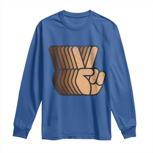 Retro Equality for All Long Sleeve Shirt Peace Sign V Fingers Skin Tone Hands Vintage TS10 Royal Blue Print Your Wear