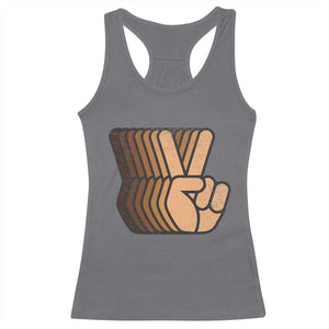 Retro Equality for All Racerback Tank Top Peace Sign V Fingers Skin Tone Hands Vintage TS10 Charcoal Print Your Wear
