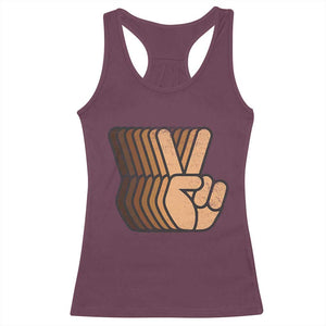 Retro Equality for All Racerback Tank Top Peace Sign V Fingers Skin Tone Hands Vintage TS10 Maroon Print Your Wear