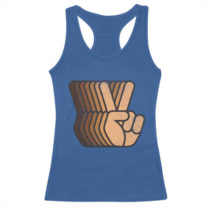 Retro Equality for All Racerback Tank Top Peace Sign V Fingers Skin Tone Hands Vintage TS10 Royal Blue Print Your Wear