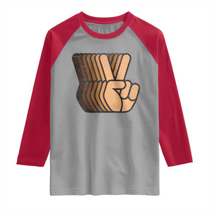 Retro Equality for All Raglan Shirt Peace Sign V Fingers Skin Tone Hands Vintage TS10 Sport Gray Red Print Your Wear