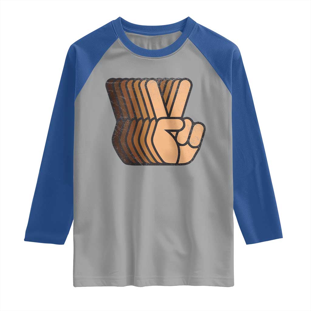 Retro Equality for All Raglan Shirt Peace Sign V Fingers Skin Tone Hands Vintage TS10 Sport Gray Royal Print Your Wear