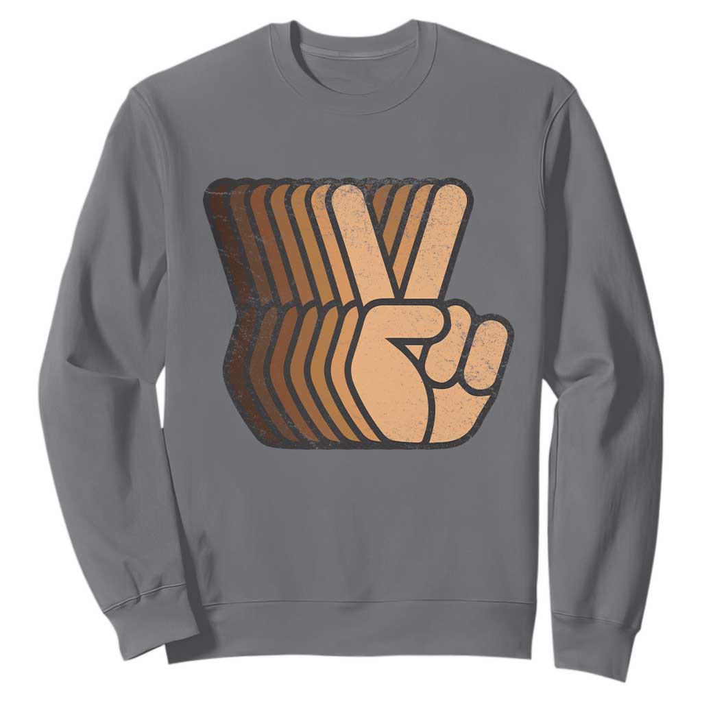 Retro Equality for All Sweatshirt Peace Sign V Fingers Skin Tone Hands Vintage TS10 Charcoal Print Your Wear