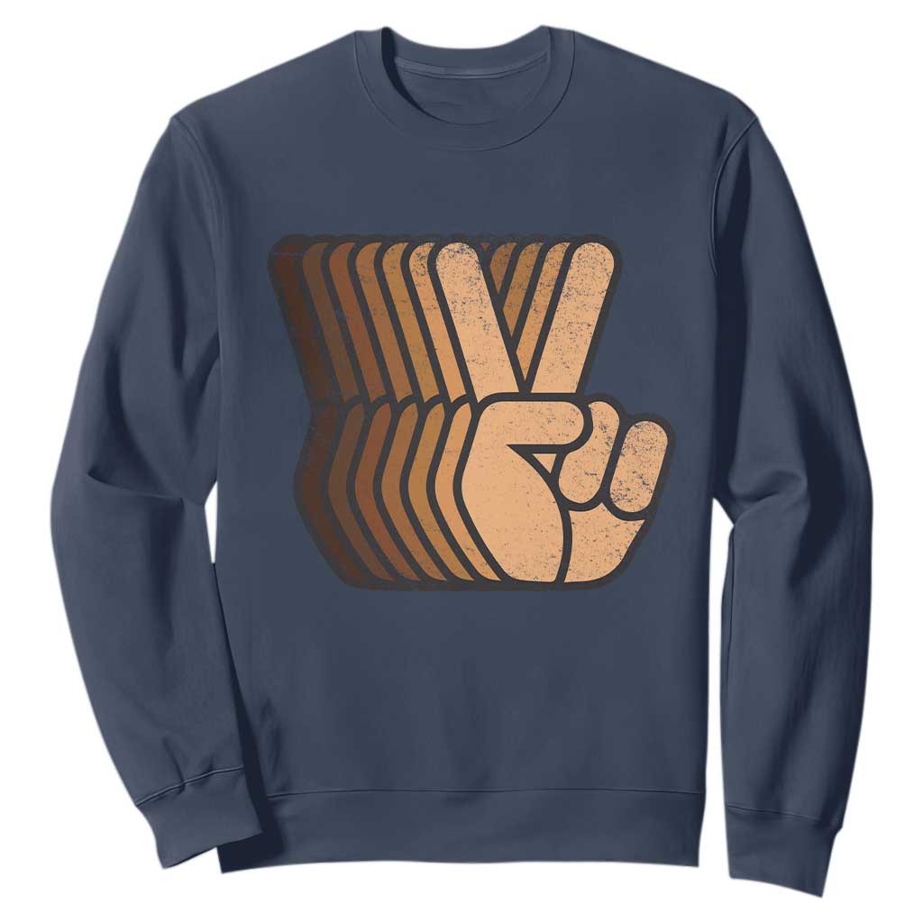 Retro Equality for All Sweatshirt Peace Sign V Fingers Skin Tone Hands Vintage TS10 Navy Print Your Wear