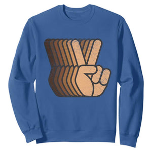 Retro Equality for All Sweatshirt Peace Sign V Fingers Skin Tone Hands Vintage TS10 Royal Blue Print Your Wear
