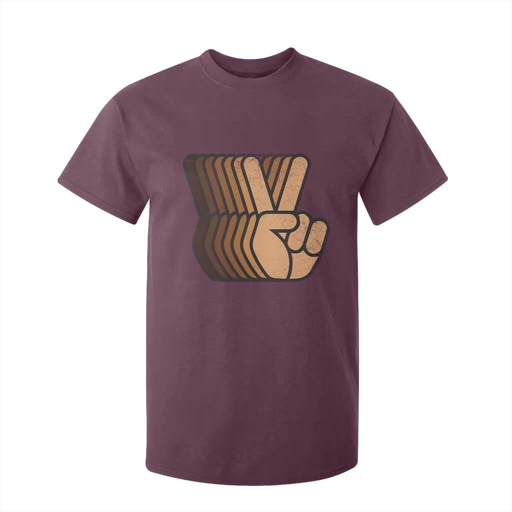 Retro Equality for All T Shirt For Kid Peace Sign V Fingers Skin Tone Hands Vintage TS10 Maroon Print Your Wear