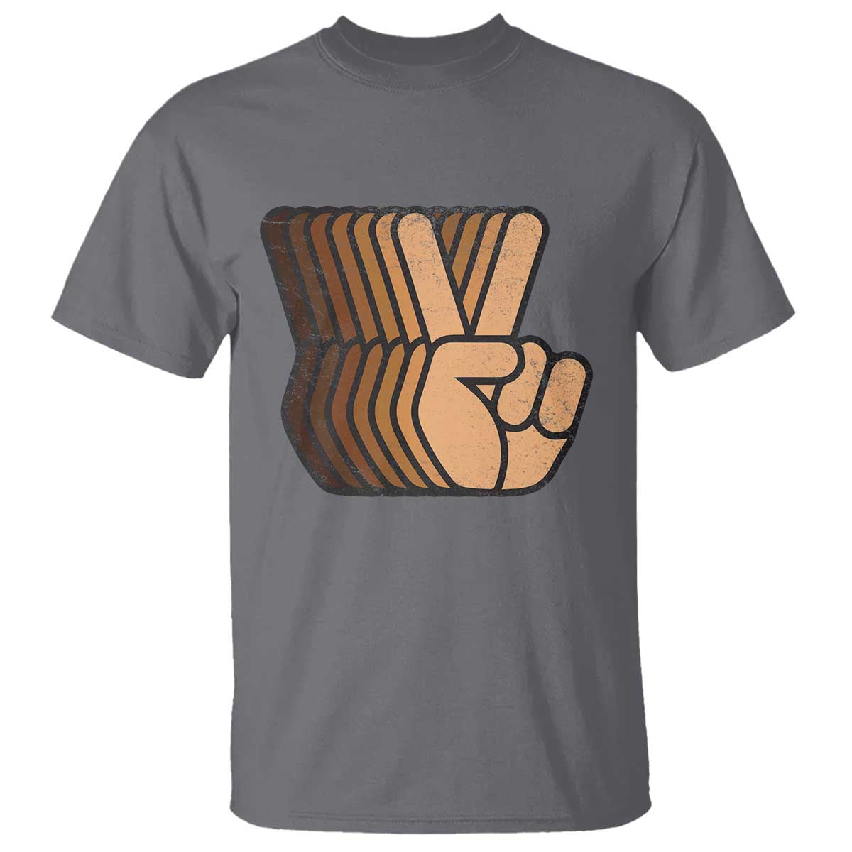 Retro Equality for All T Shirt Peace Sign V Fingers Skin Tone Hands Vintage TS10 Charcoal Print Your Wear