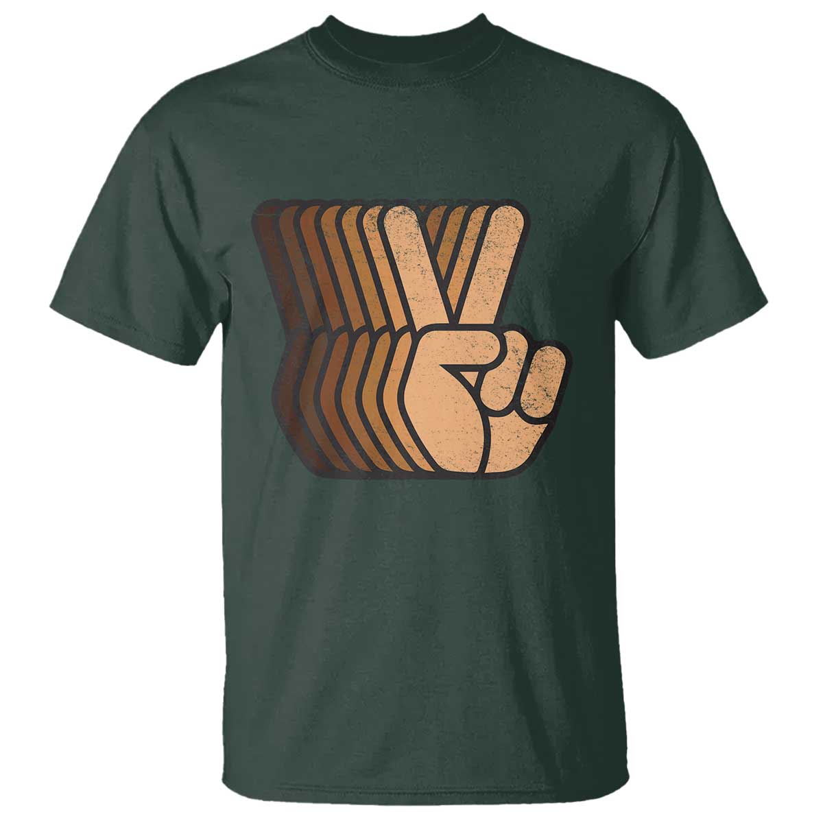 Retro Equality for All T Shirt Peace Sign V Fingers Skin Tone Hands Vintage TS10 Dark Forest Green Print Your Wear