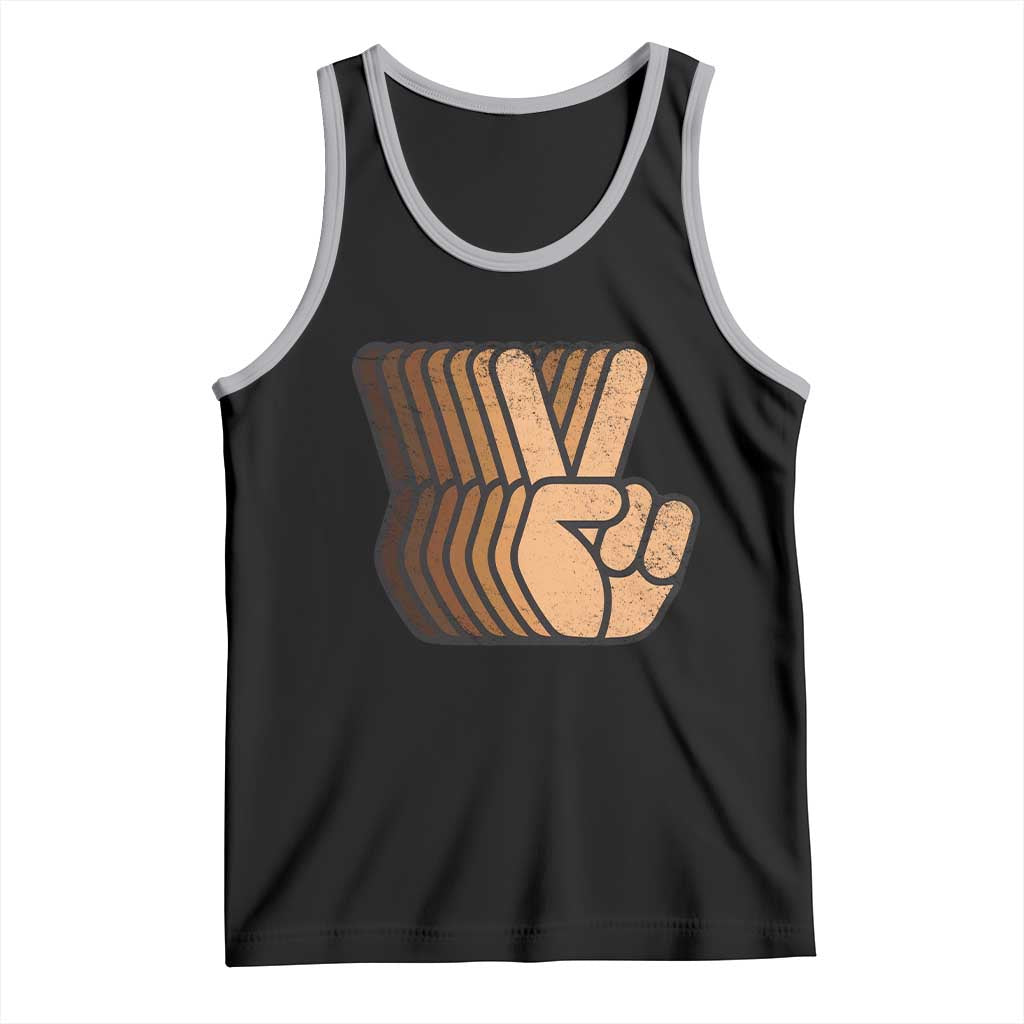 Retro Equality for All Tank Top Peace Sign V Fingers Skin Tone Hands Vintage TS10 Black Athletic Heather Print Your Wear