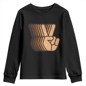 Retro Equality for All Youth Sweatshirt Peace Sign V Fingers Skin Tone Hands Vintage TS10 Black Print Your Wear