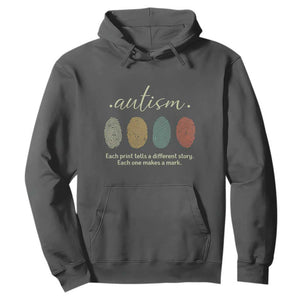 Retro Fingerprint Autism Awareness Hoodie Each Print Tells A Different Story TS10 Dark Heather Print Your Wear