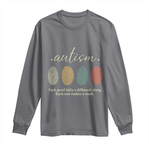 Retro Fingerprint Autism Awareness Long Sleeve Shirt Each Print Tells A Different Story TS10 Charcoal Print Your Wear