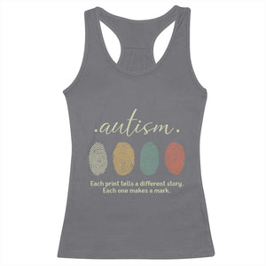 Retro Fingerprint Autism Awareness Racerback Tank Top Each Print Tells A Different Story TS10 Charcoal Print Your Wear