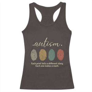 Retro Fingerprint Autism Awareness Racerback Tank Top Each Print Tells A Different Story TS10 Dark Chocolate Print Your Wear