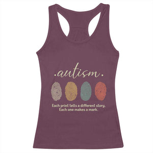 Retro Fingerprint Autism Awareness Racerback Tank Top Each Print Tells A Different Story TS10 Maroon Print Your Wear
