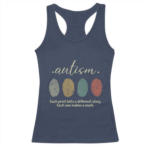 Retro Fingerprint Autism Awareness Racerback Tank Top Each Print Tells A Different Story TS10 Navy Print Your Wear