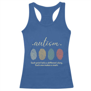 Retro Fingerprint Autism Awareness Racerback Tank Top Each Print Tells A Different Story TS10 Royal Blue Print Your Wear