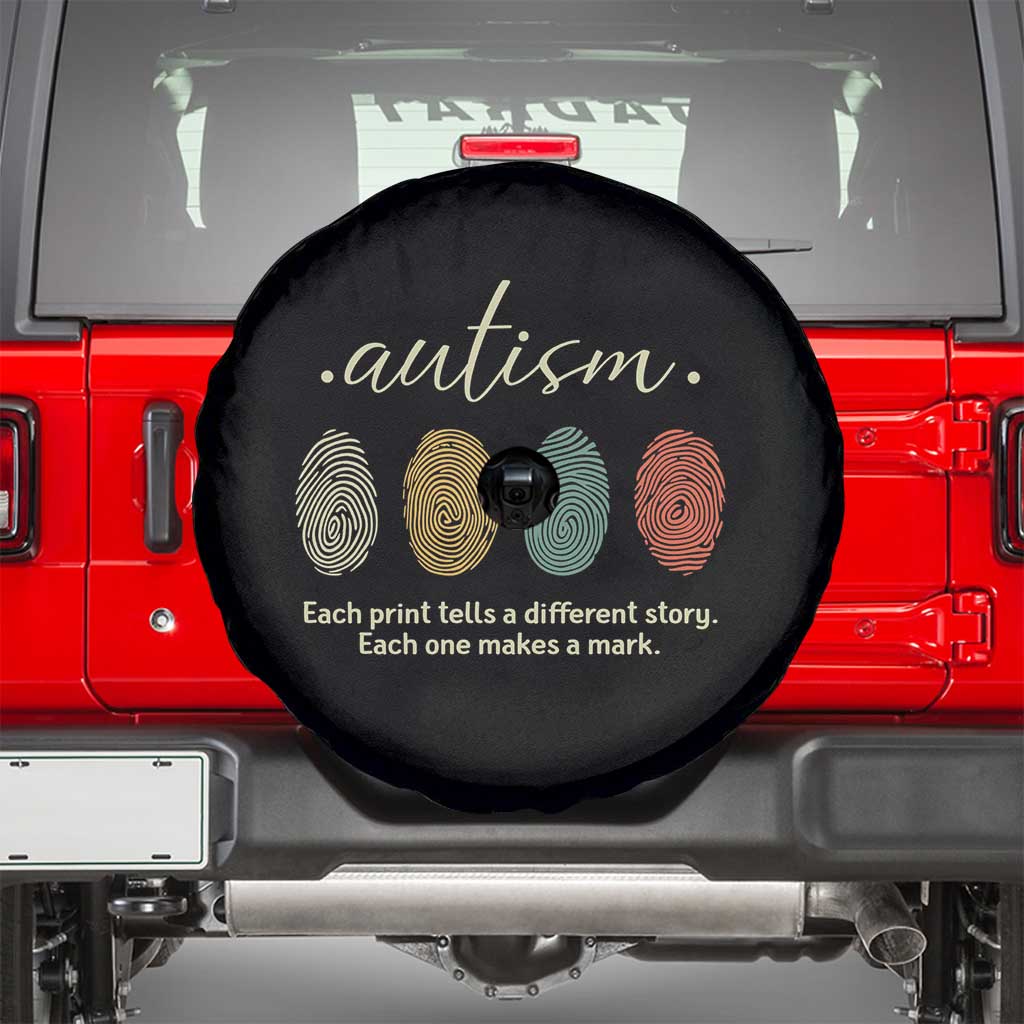 Retro Fingerprint Autism Awareness Spare Tire Cover Each Print Tells A Different Story TS10 Black Print Your Wear